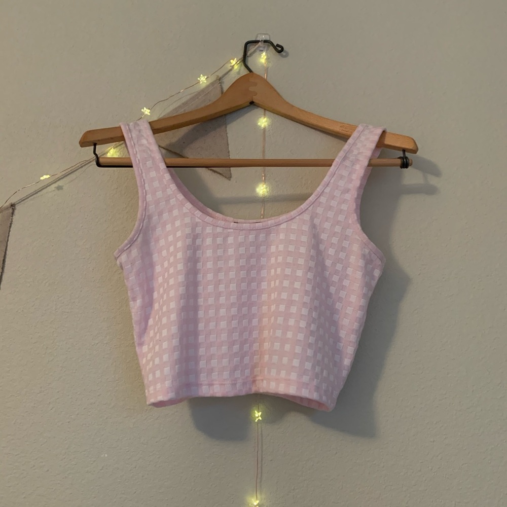 Checked, crop top. Sized small.